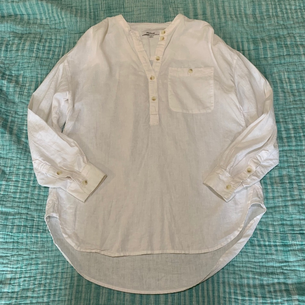 Madewell White Button Down Tunic Top S